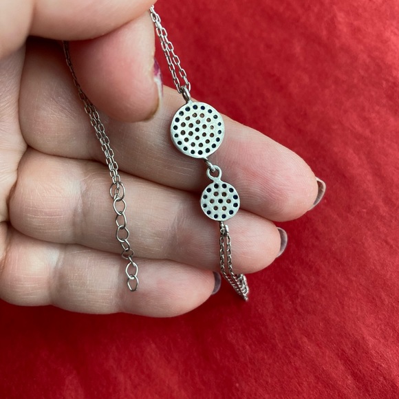 Evil Eye Silver Bracelet, double chain, 925 stamped, 2 eyes with cubic zirconia - Picture 4 of 8